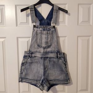 Vintage Distressed Denim Overalls Jumpsuit Shorts